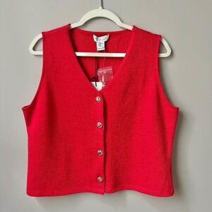 Rachel Zoe Vest Top Women's XL New NWT Red Knit Coastal Preppy Classic Feminine